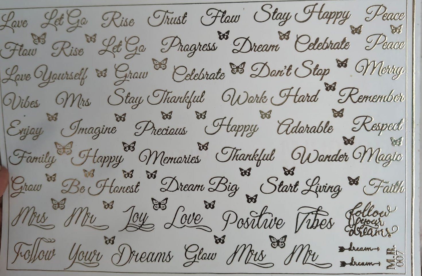 Cursive Embossed Gold Metallic Foil Sticker Cursive Embossed Gold Metallic Foil Sticker