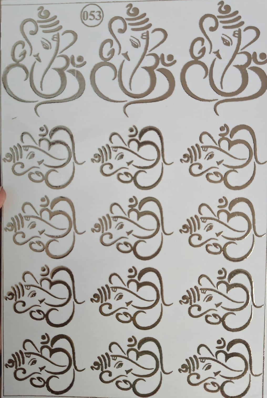 Lord Ganesha Embossed Gold Metallic Foil Sticker Lord Ganesha Embossed Gold Metallic Foil Sticker