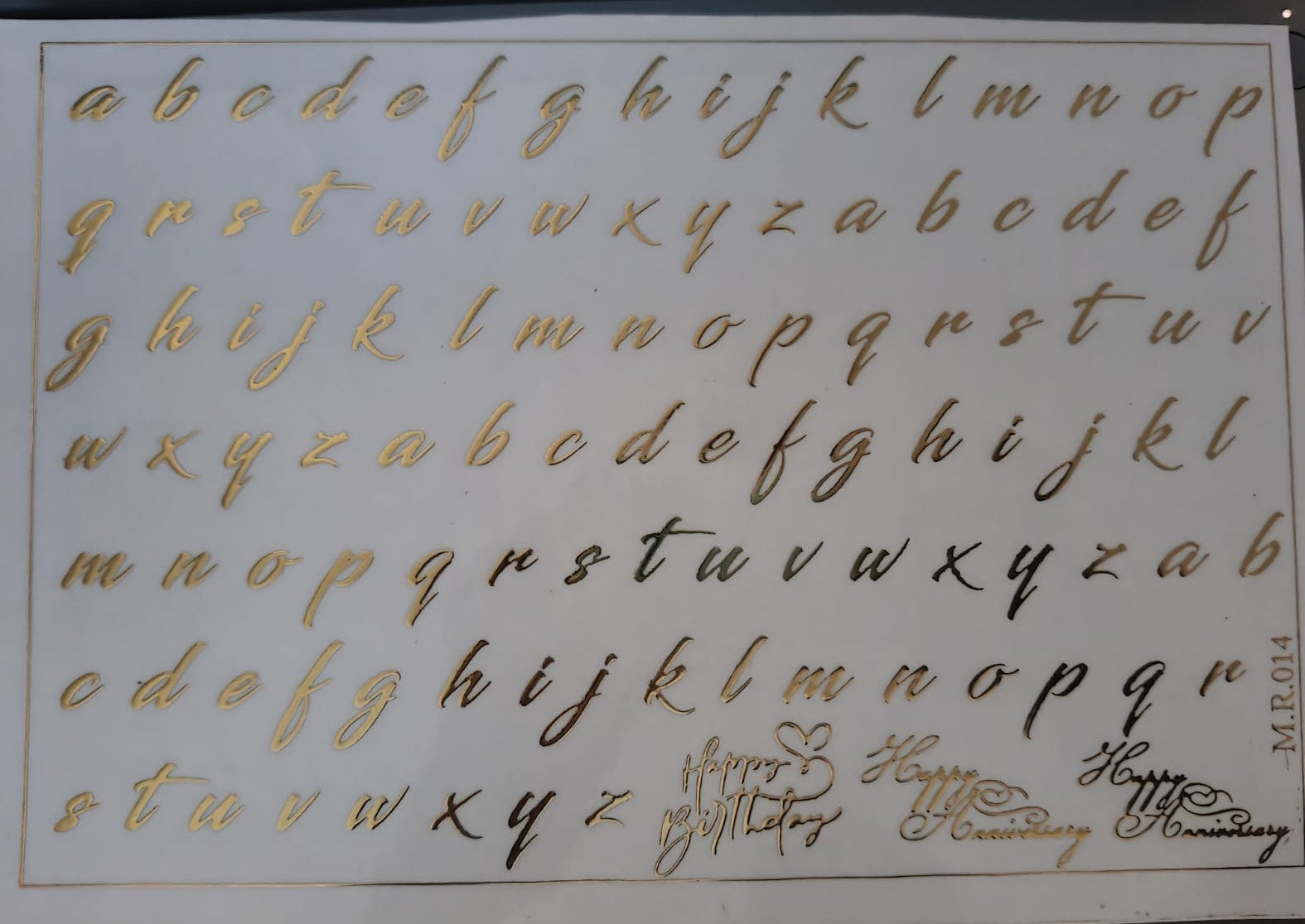 Small Alphabet Embossed Gold Metallic Foil Sticker Small Alphabet Embossed Gold Metallic Foil Sticker