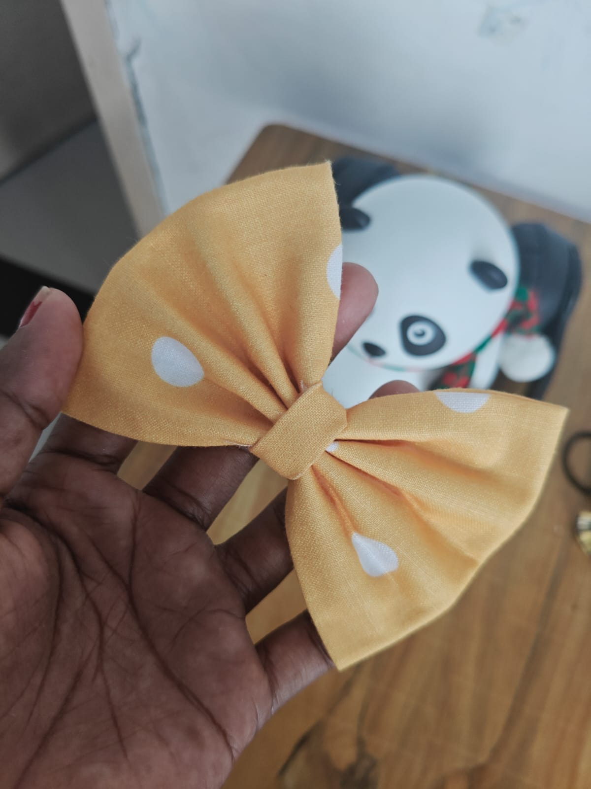 Yellow & White Dotted Bow Clip Yellow & White Dotted Bow Clip