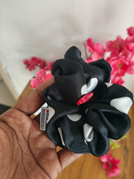 Black Dotted Scrunchies