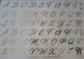 Cursive Alphabet Embossed Gold Metallic Foil Sticker