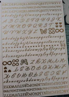 Alphabets Embossed Gold Metallic Foil Sticker