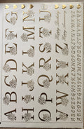 Decorated Alphabets Embossed Gold Foil Stickers