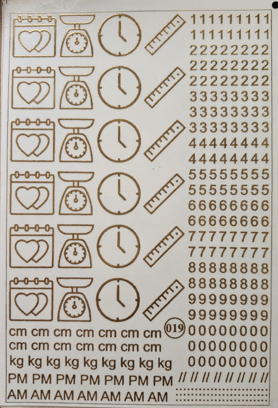Measure Embossed Gold Metallic Stickers