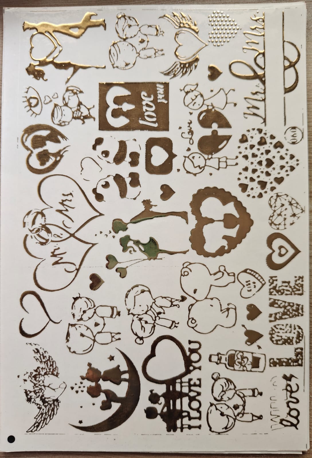 Love Embossed Gold Metallic Stickers